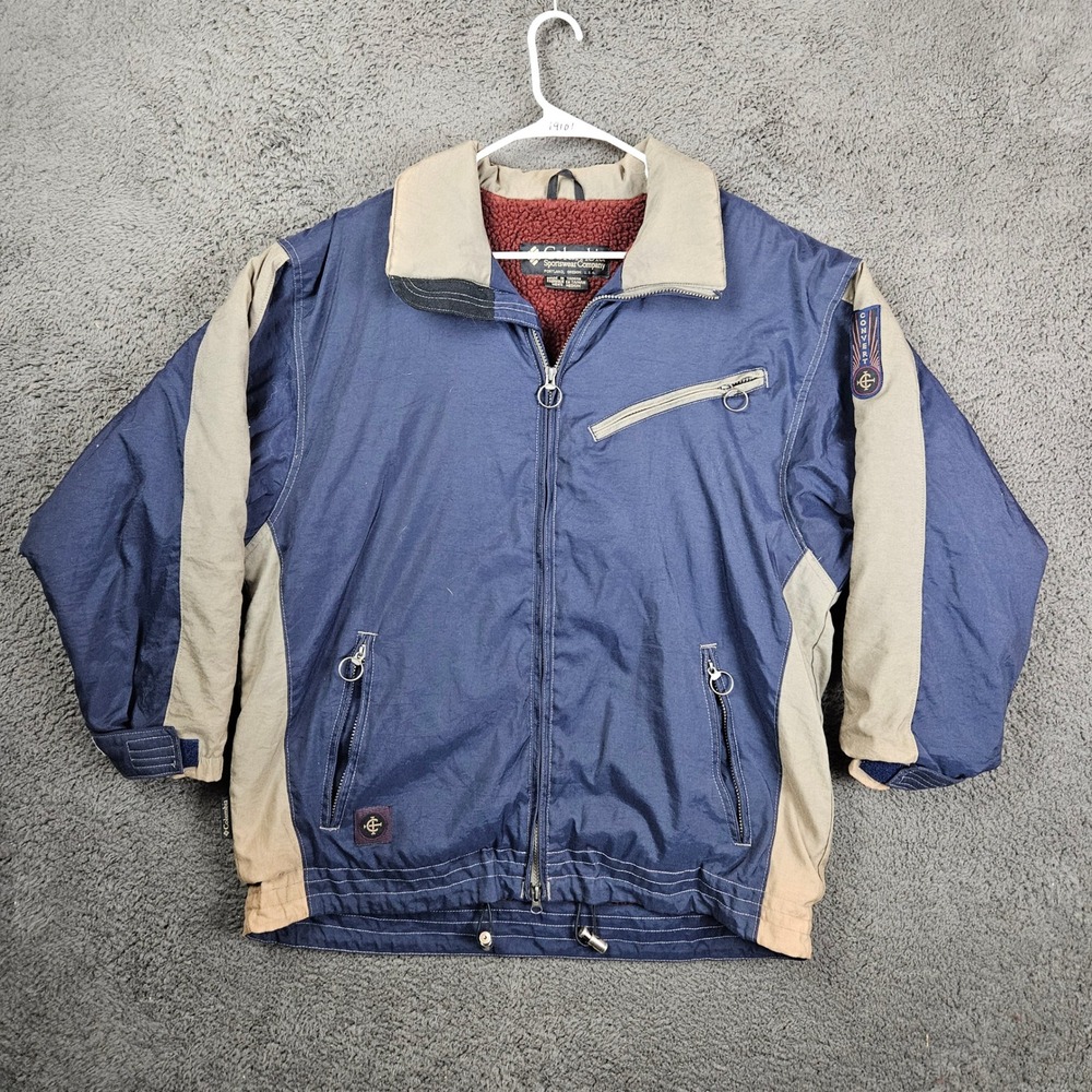 Columbia Convert Mens Medium Blue Beige Jacket‎ Fleece Lined